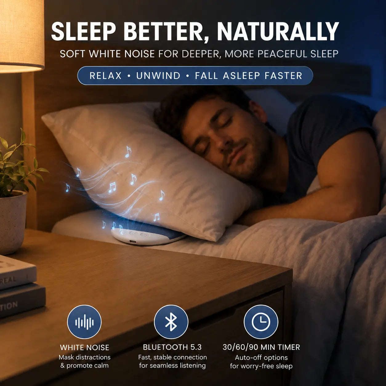 SLEEPEASE™ MINI WHITE NOISE BLUETOOTH SPEAKER