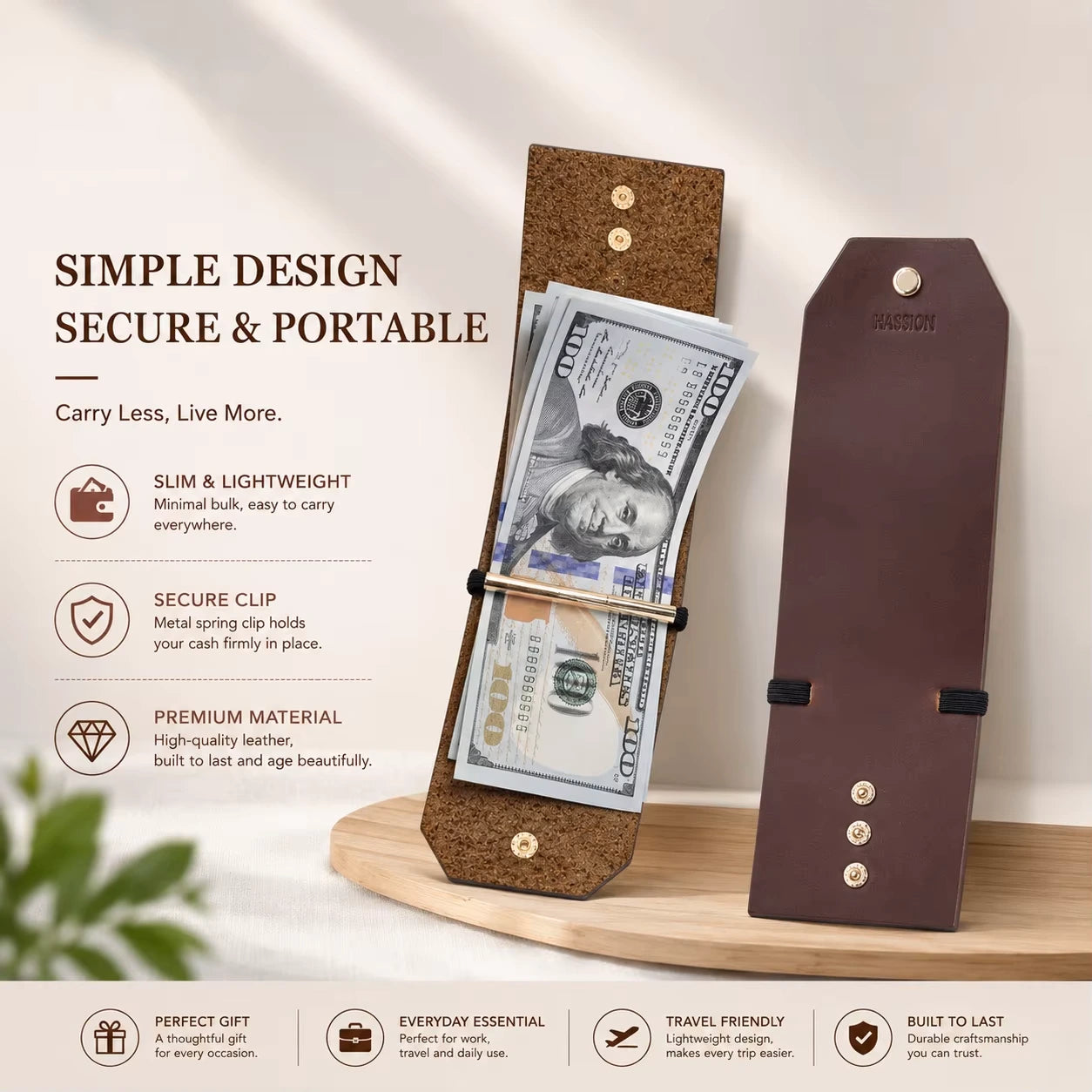 CASHCLIP™ MAGNETIC LEATHER CASH HOLDER