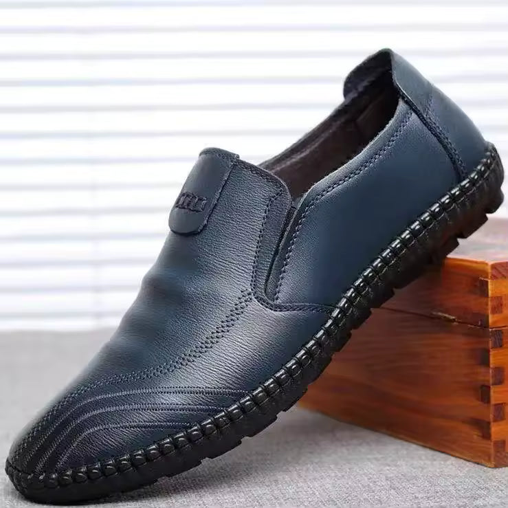 BLUE LEATHER MOCCASINS-TZN