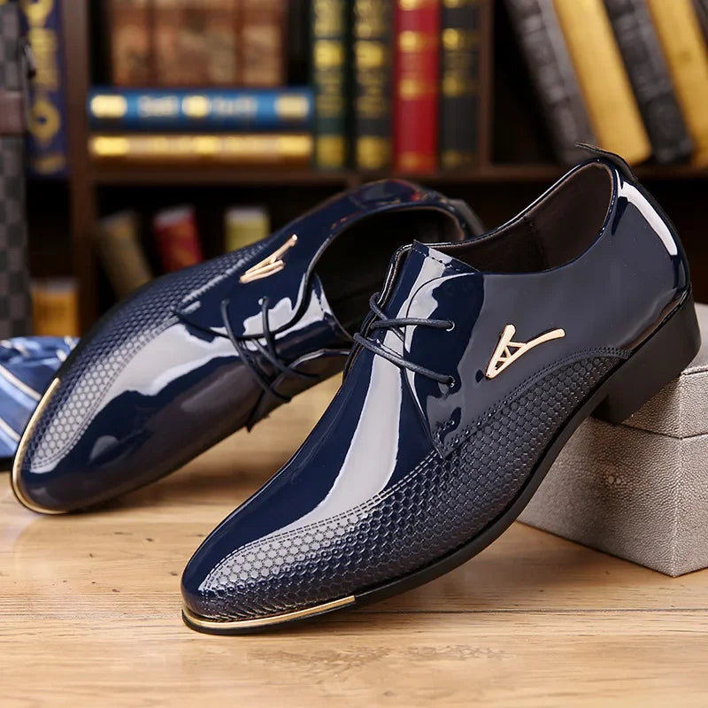 Men's navy blue dress shoes - TZN