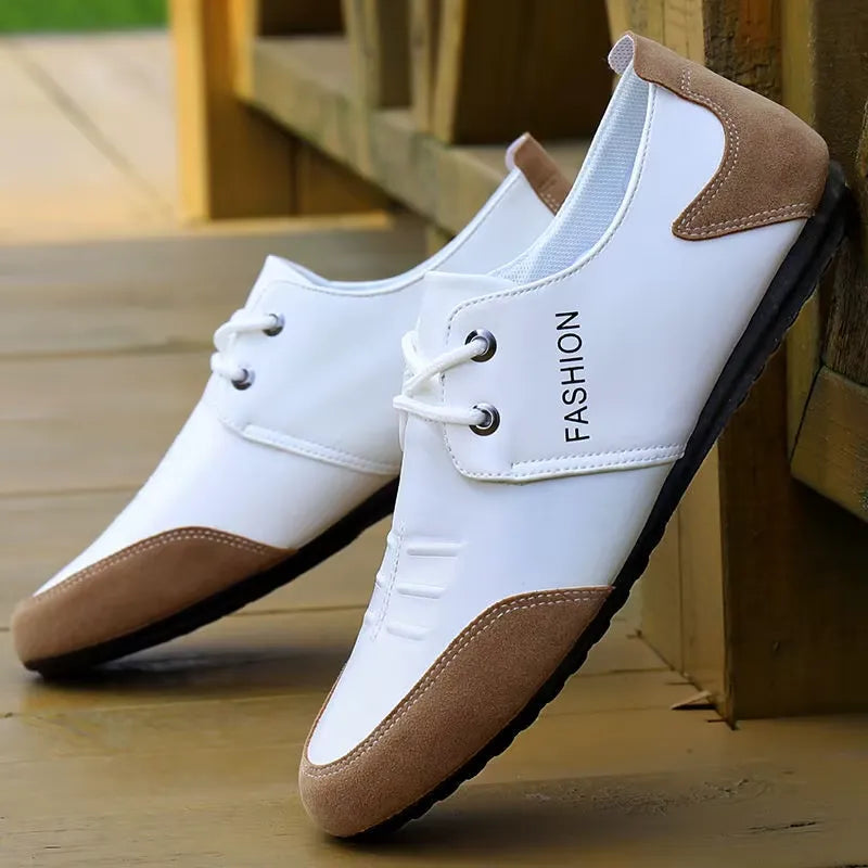 WHITE LEATHER SLIP-ON SHOES 2026-TZN